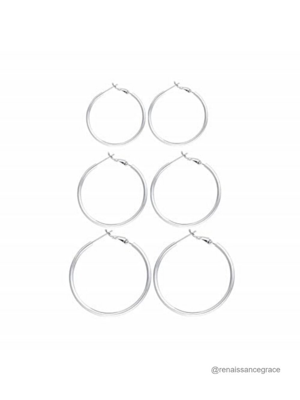 Sterling Silver Large Hoop Earrings Set 3 Pairs Hypoallergenic Lightweight